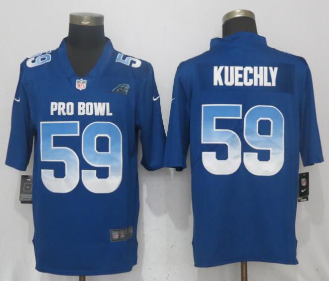 Men Carolina Panthers #59 Kuechly Blue New Nike Royal 2018 Pro Bowl Limited NFL Jerseys